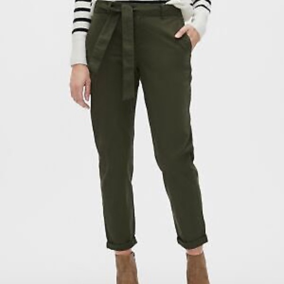 NWT BANANA REPUBLIC WOMENS MIDRISE TIE-WAIST CHINO PANTS SIZE 0 - Picture 1 of 7